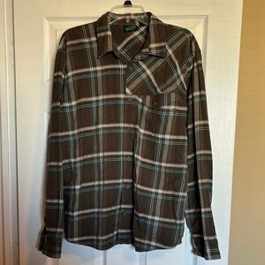 Vans men’s brown plaid long sleeve button down shirt size large